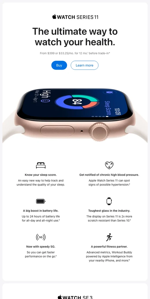全新 Apple Watch Series 11、SE 3 与 Ultra 3 发布。
