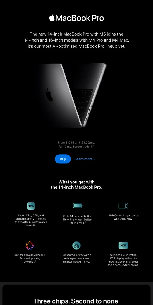 全新 14 英寸 MacBook Pro，M5 强力加持。