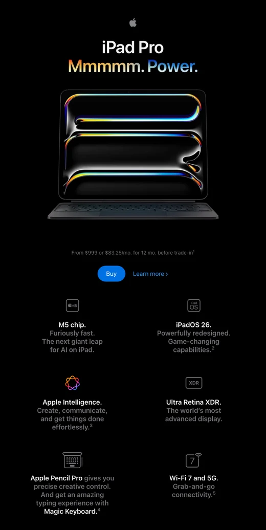 全新 M5 芯片 iPad Pro 发布。