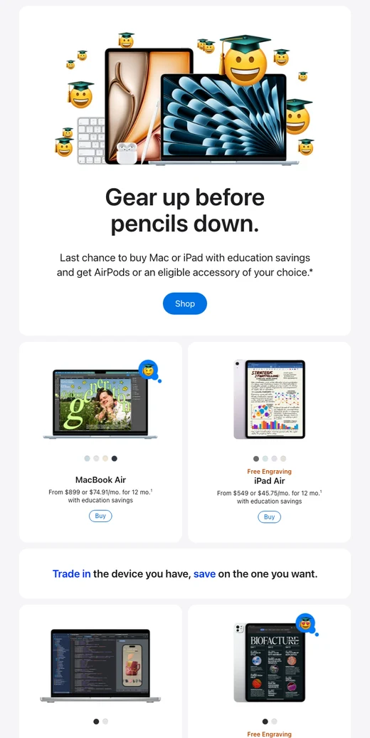 ⏰ 最后机会：Mac 和 iPad 教育优惠，赠 AirPods 或配件。