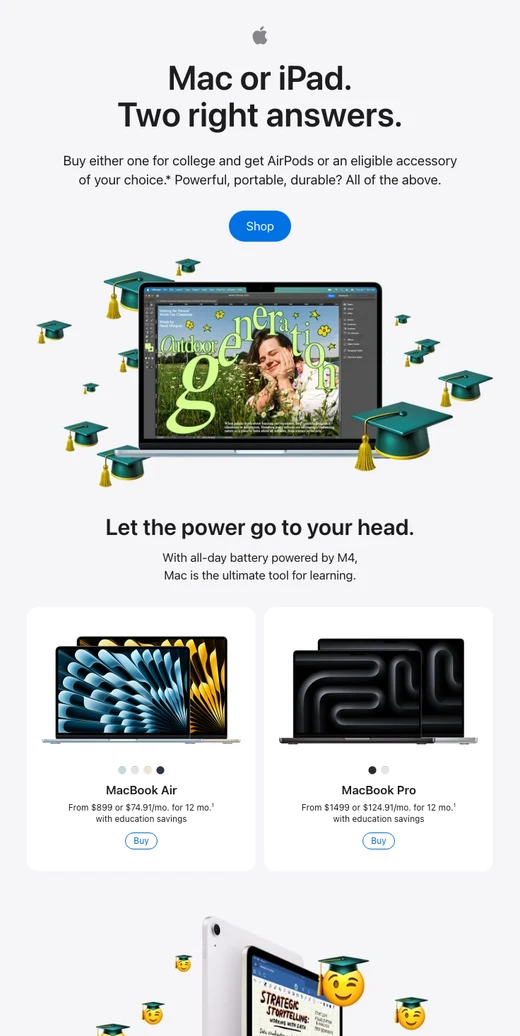 💻 限时优惠：买 Mac 或 iPad，省钱并获赠 AirPods 或配件。