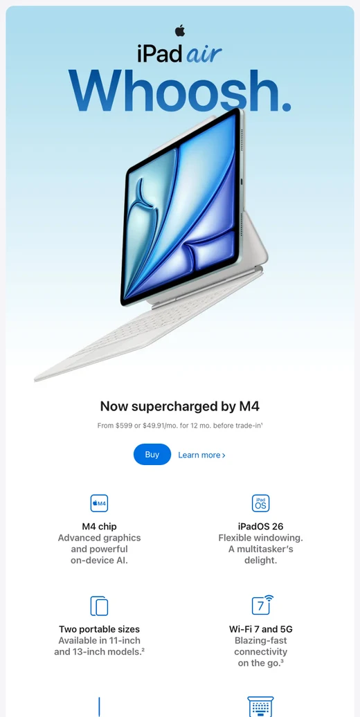 全新 iPad Air，M4 强力加持。